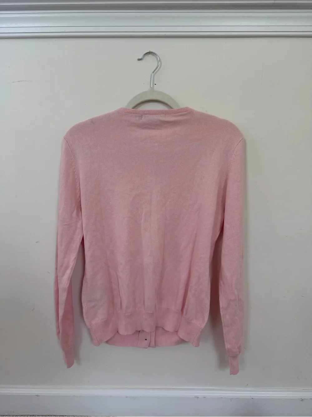J. Crew Light Pink Button-Front Crewneck Cardigan